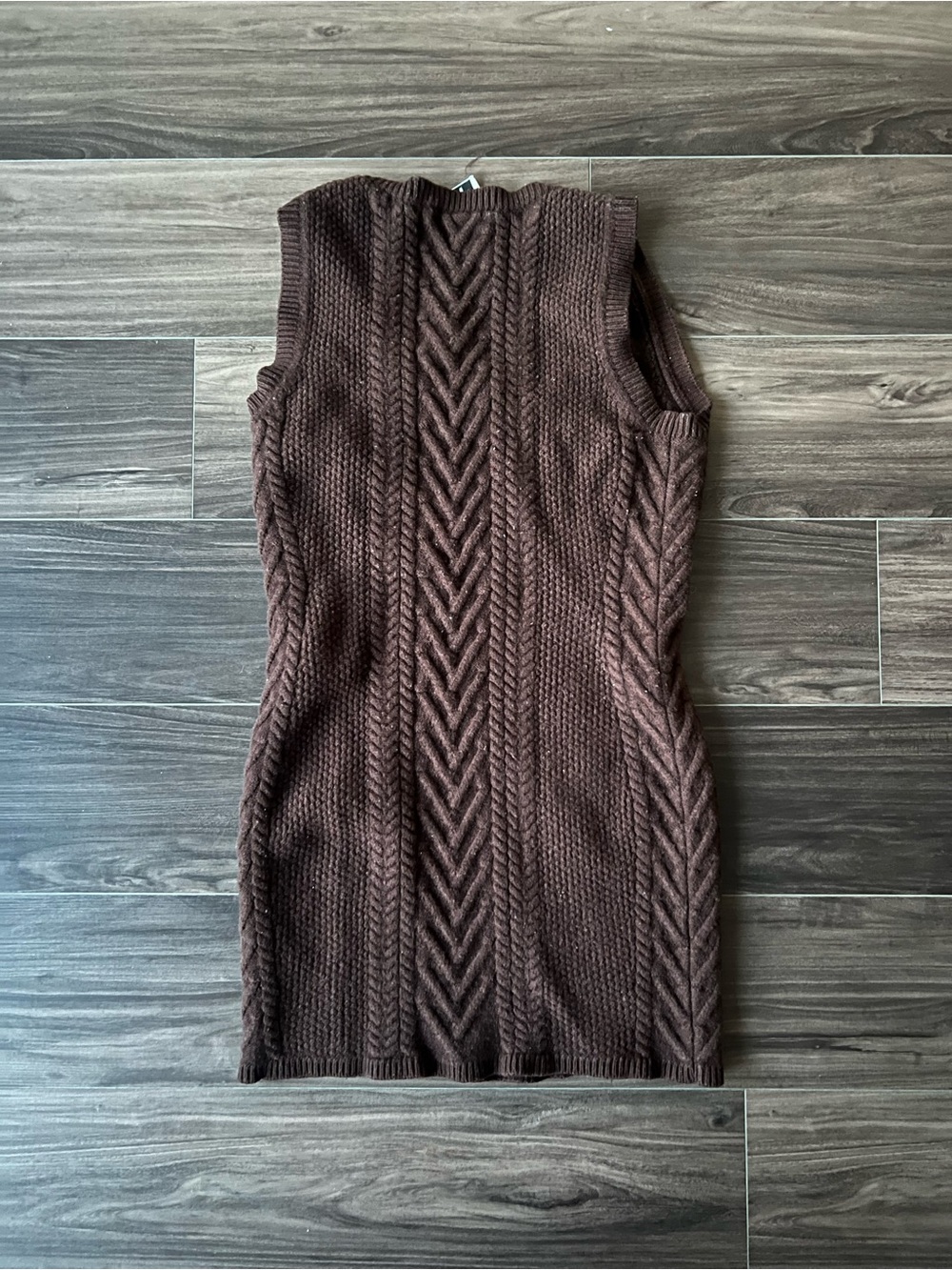 ARITZIA Brown Cable Knit Sleeveless Sweater Dress - Picture 3 of 3